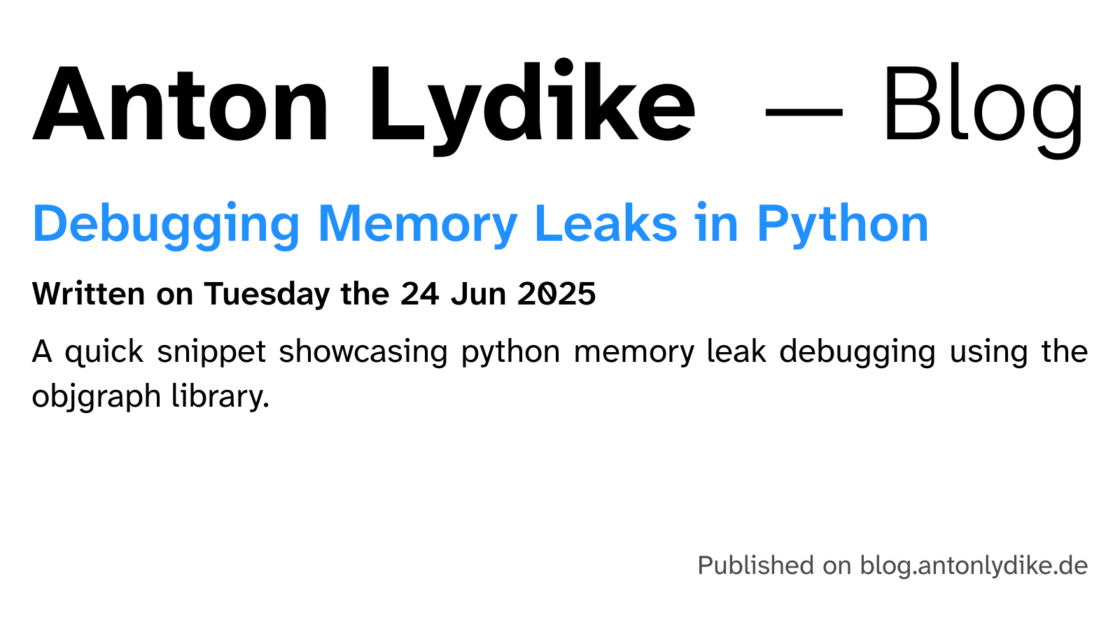Debugging Memory Leaks in Python
